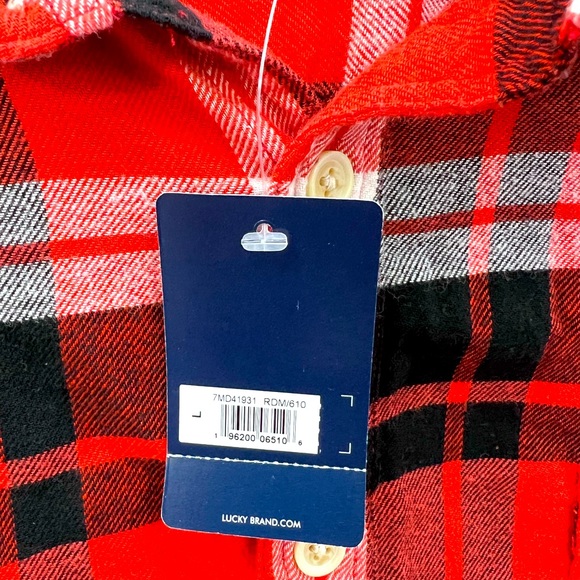 LUCKY BRAND LONG SLEEVES PLAD SHIRT, RED BLACK WHITE, SOFT,STRECH MATERIAL,LARGE - Picture 10 of 13